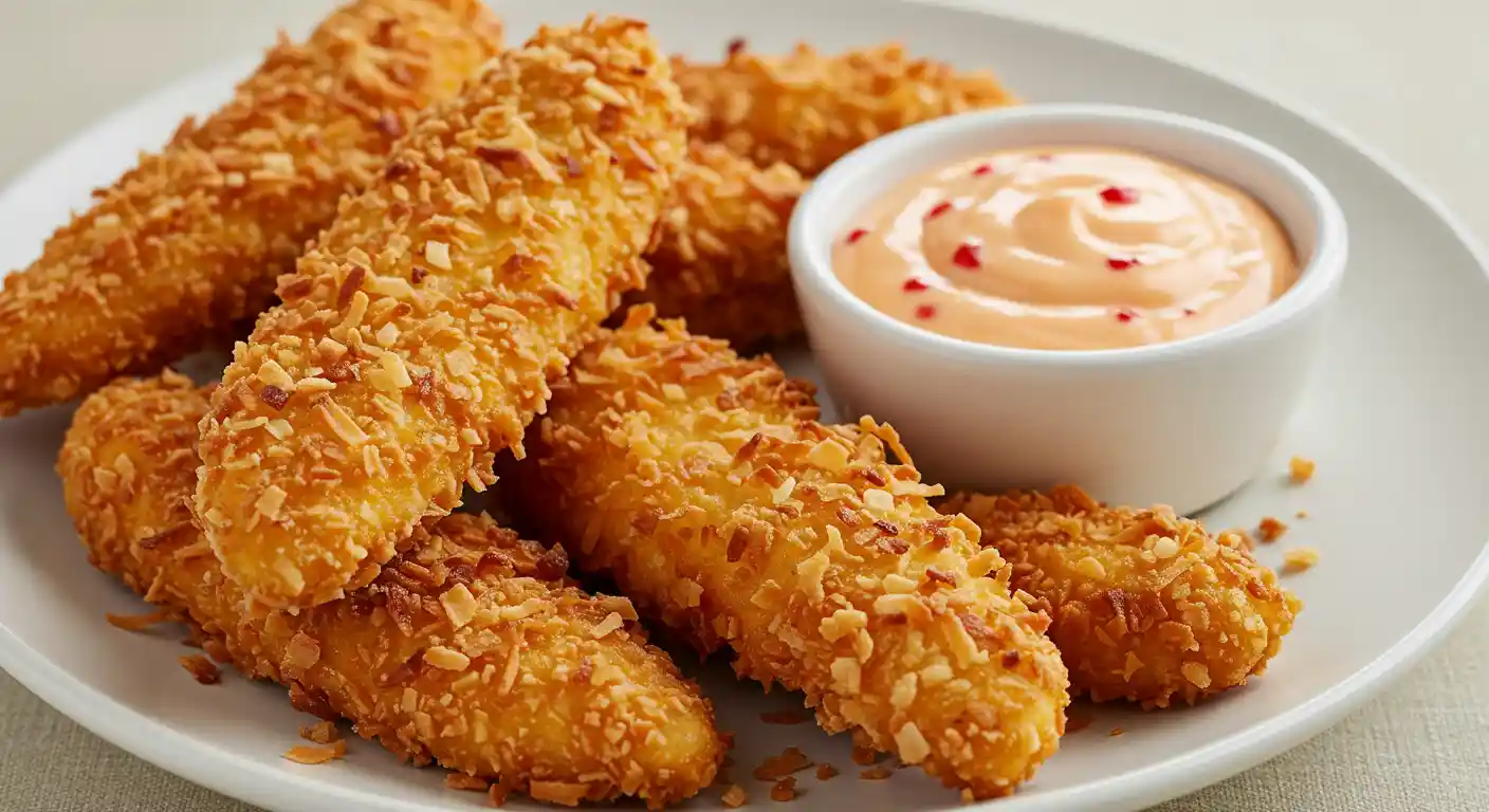 Coconut Chicken Fingers with Bang Bang Sauce