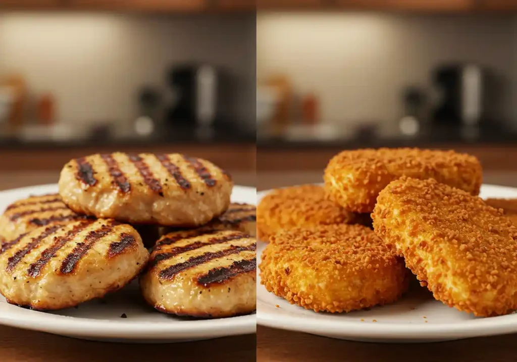 Comparison of grilled vs fried chicken nuggets